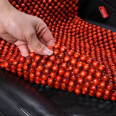 Picture of Summer Natural Wood Beaded Seat Cover Massaging Cool Cushion Red Brown and wood colour colour For Car Van Truck Bus Office Home wood colour
