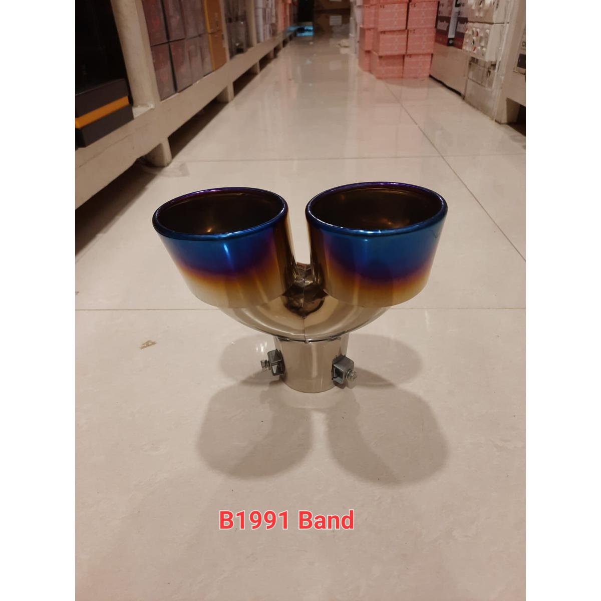 Picture of Exhaust Silencer Stainless Steel Rear Silencer Car Universal Double Blue B1991 Band