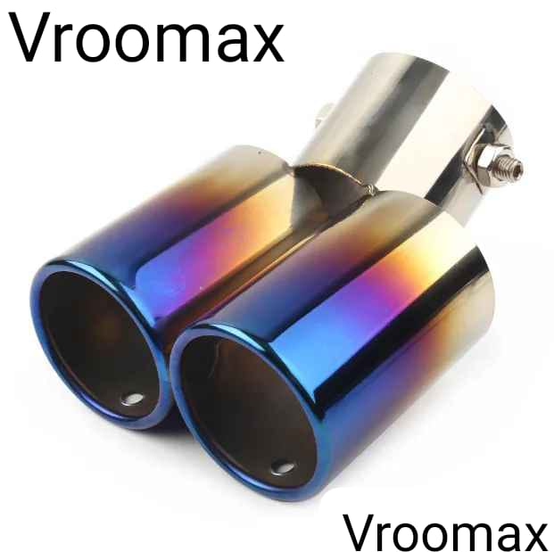 Picture of Universal Exhaust Muffler Pipe End Stainless Steel Car Round Mouth Double Pipe