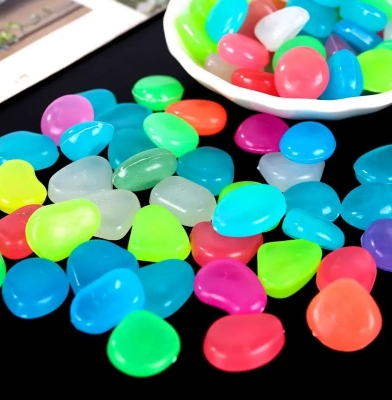 Picture of 100 Pcs Radium Plastic Stones Pieces Colorful Luminous Glowing Pebbles, Glow in the dark magic luminous glowing stone