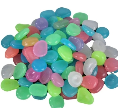 Picture of 100 Pcs Radium Plastic Stones Pieces Colorful Luminous Glowing Pebbles, Glow in the dark magic luminous glowing stone