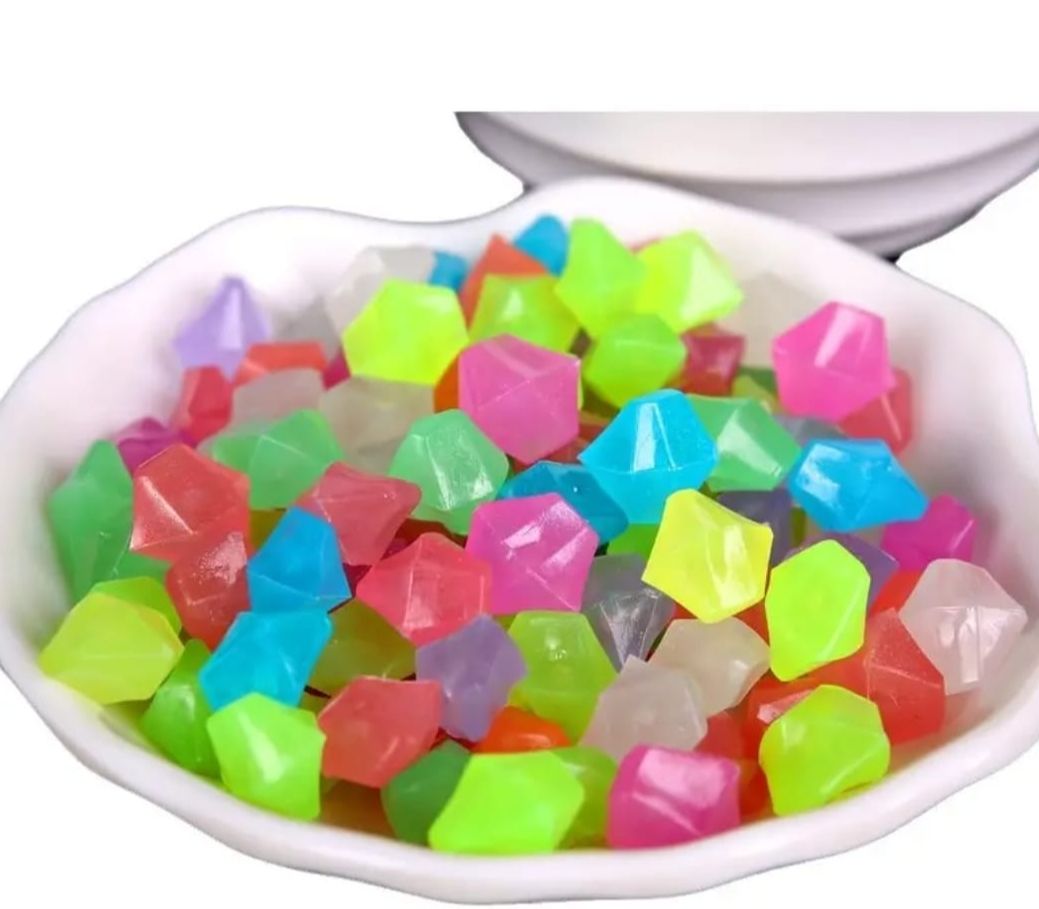 Picture of 100 Pcs Radium Plastic Stones Pieces Colorful Luminous Glowing Pebbles, Glow in the dark magic luminous glowing stone