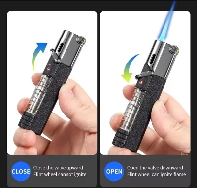 Picture of Butane Fuel Lighter Torch Jet Lighter with Visible Gas, Lockable Flame, Windproof Lighters, Unique Gifts for Men, Women