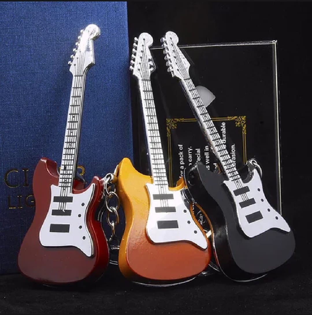 Picture of Lighters Butane Gas Refillable Guitar Shaped Lighter Keychain Creative Lighter Portable Collectibles