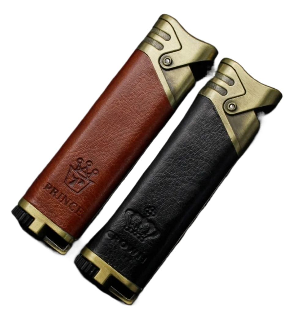 Picture of Lighters Metal Body With Leathers Creative Refillable Windproof Gas Lighters