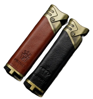 Picture of Lighters Metal Body With Leathers Creative Refillable Windproof Gas Lighters