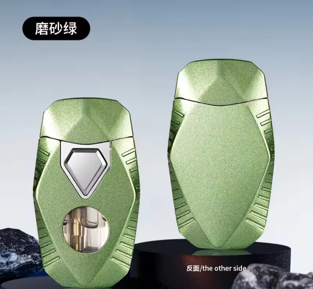 Picture of Portable Metal Grinding Wheel Torch Lighters Double Flames Windproof Cigarette Lighters Mini Butane Gas Lighters