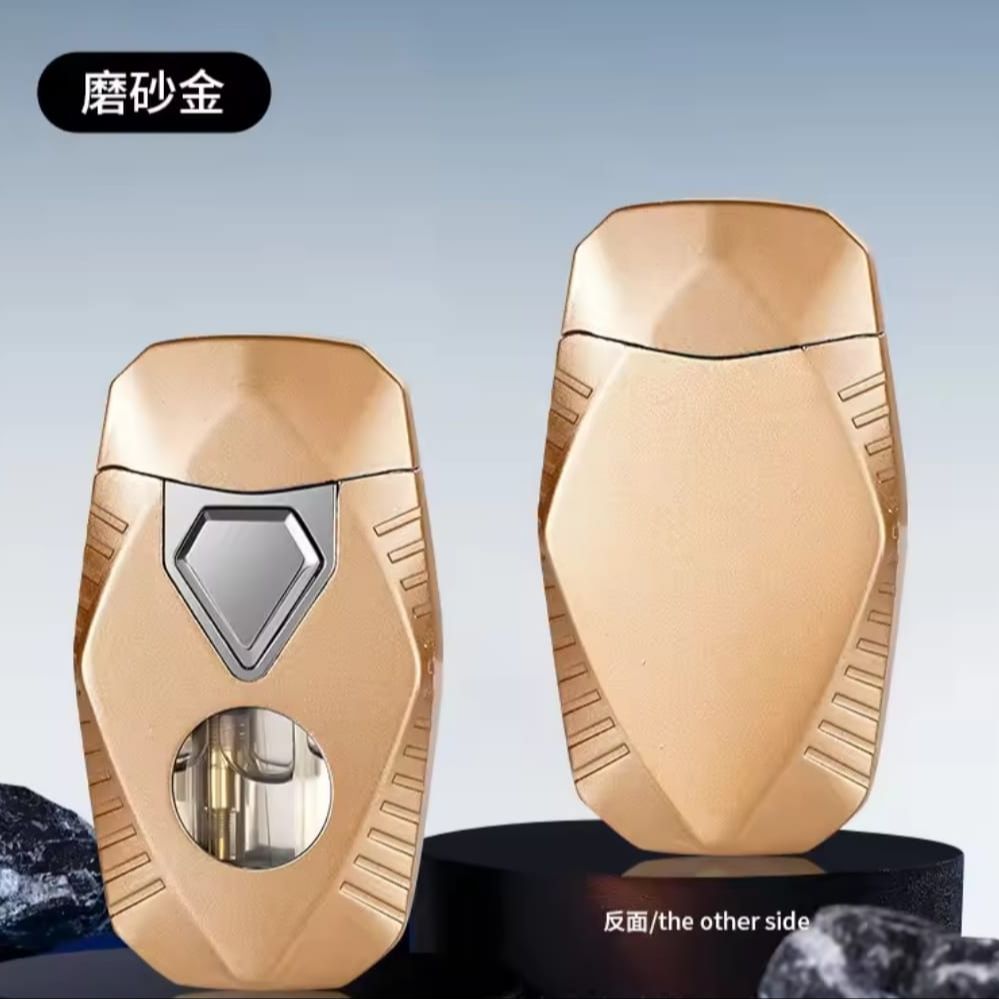 Picture of Portable Metal Grinding Wheel Torch Lighters Double Flames Windproof Cigarette Lighters Mini Butane Gas Lighters