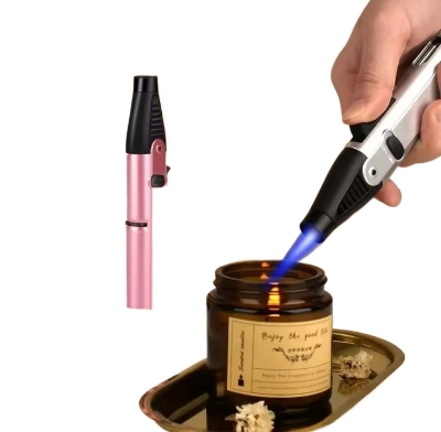 Picture of Lighter Torch Lighter with Adjustable Jet Flame Windproof Butane Refillable Gas Candle Grill BBQ Fireworks Fireplace Tool