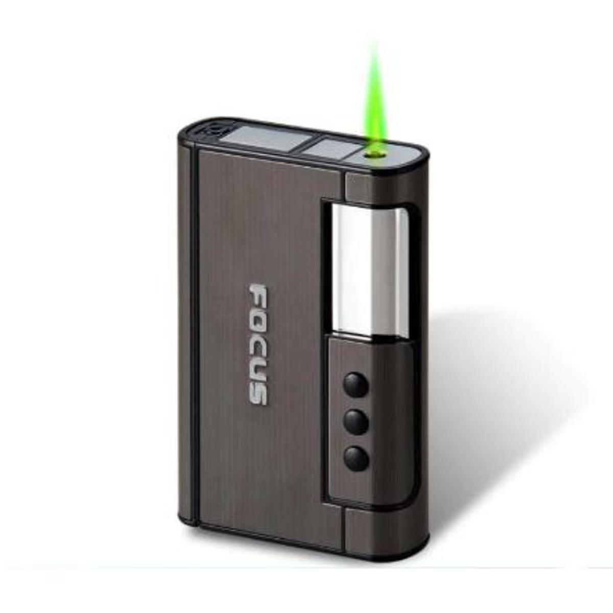 Picture of Ultra Thin Cigarette Case Box With Built In Butane Flame Lighter