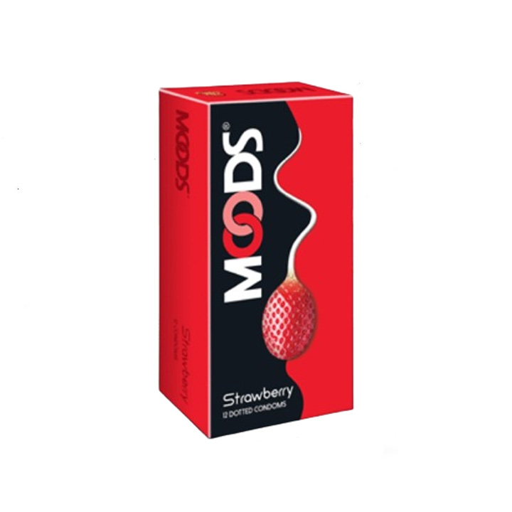 Picture of Moods Electrify / Strawberry & Chocolate Dotted & Ribbed Condom 12pcs Pack (Made in India)