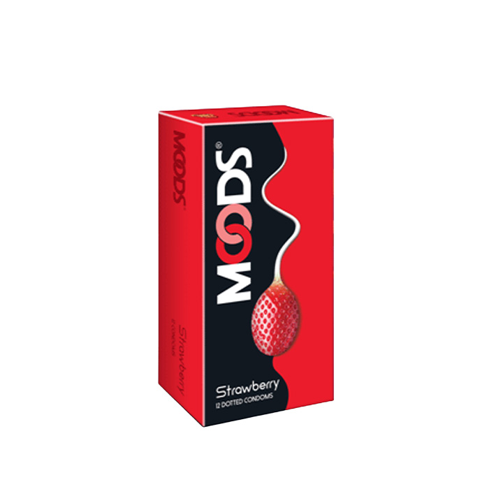 Picture of Moods Strawberry Flavored Dotted Condom 12pcs Pack (Made in India)