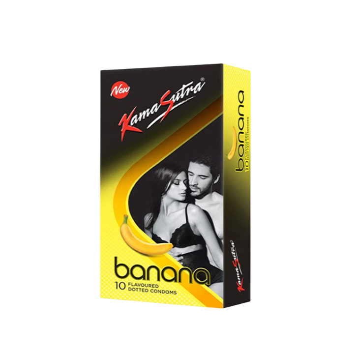 Picture of Kamasutra Condoms for Men - Banana Flavor Dotted Condom - 10pcs Pack (Made in India)