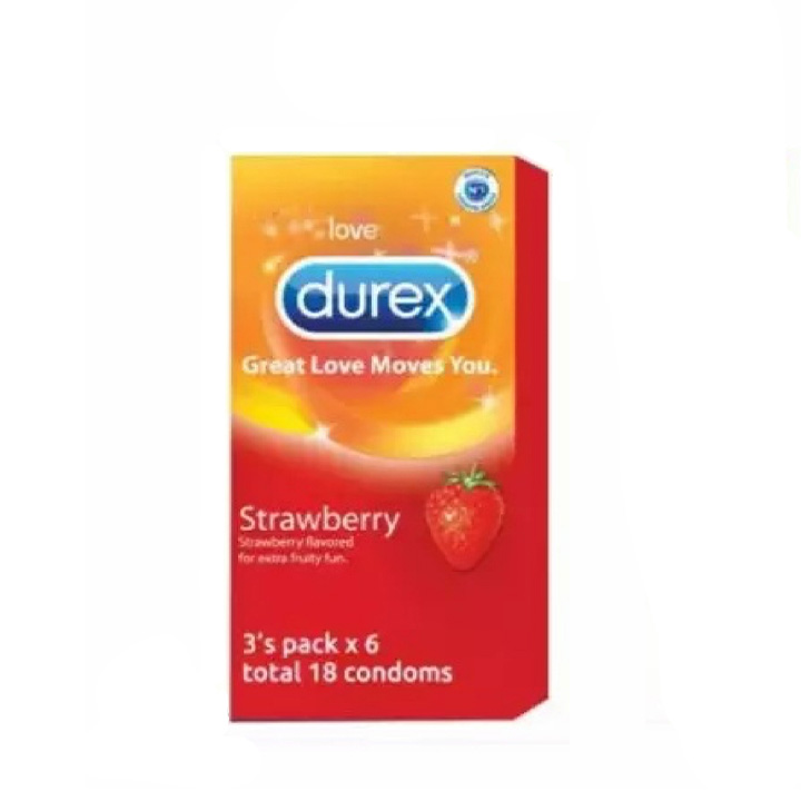 Picture of Durex Strawberry Condom For Men | Full Box - 18pcs