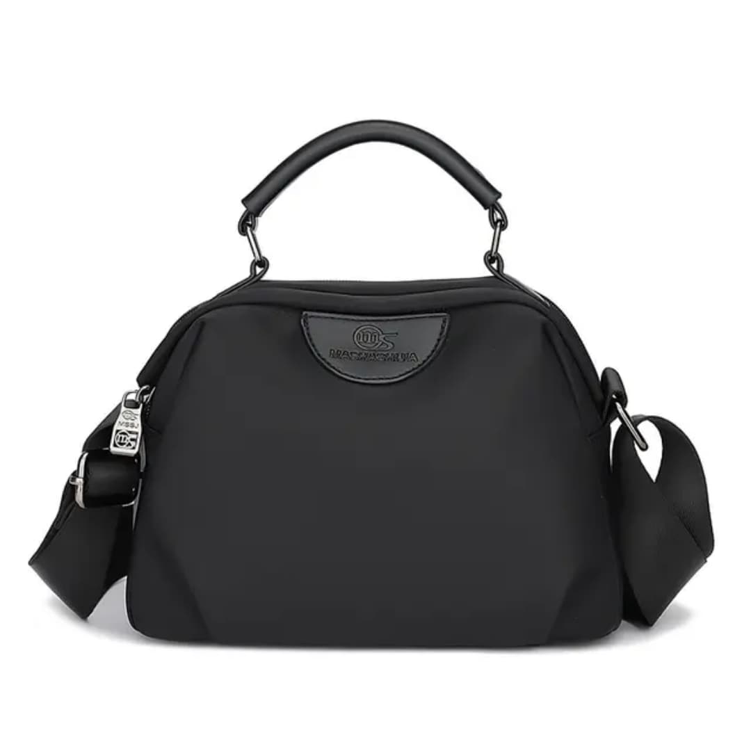 Picture of New Portable Nylon Cloth with Cowhide Shoulder Bag(Black)