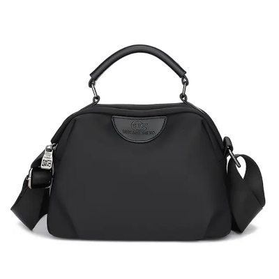 Picture of New Portable Nylon Cloth with Cowhide Shoulder Bag(Black)