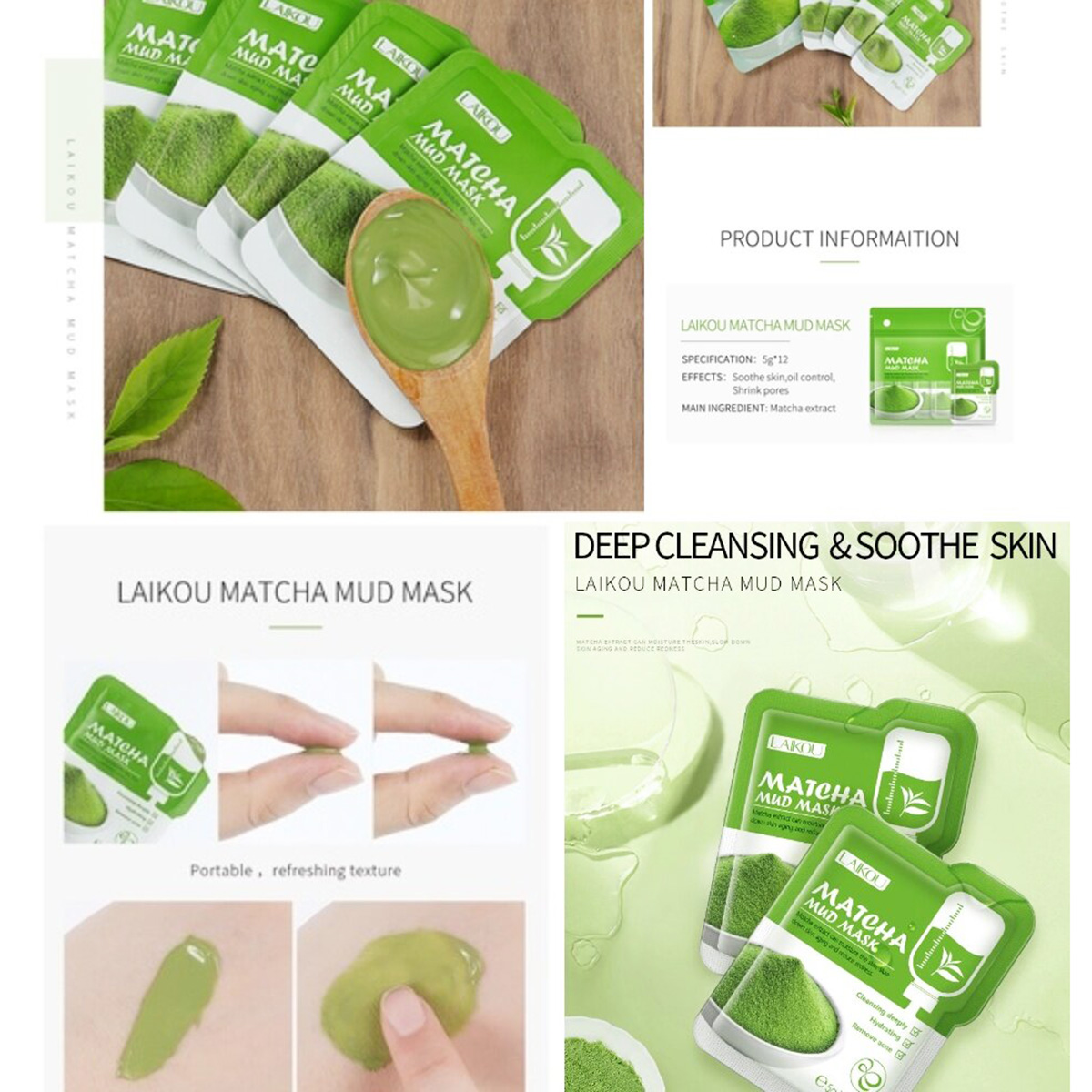 Picture of LAIKOU Matcha Mud 5g Face Msk [4 pcs/set]