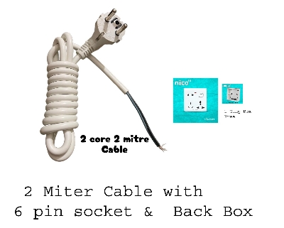 Picture of Niico 2 miter 2 core cable + 6 pin extension socket and 1 Gang MK  Box  - 7 fit Sigle Multiplug Making  Accessories 
