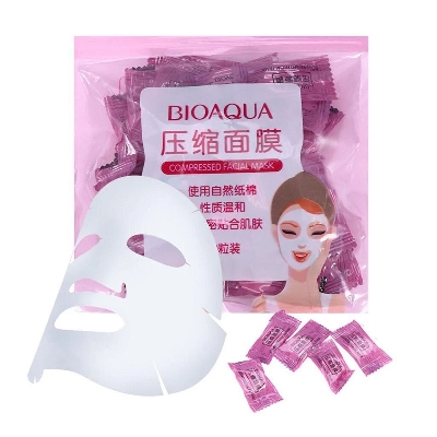 Picture of Bioaqua face pack skin-friendly hydrating compression msk natural cotton light thin non-woven msk compression msk- (10/20/50 Pieces)
