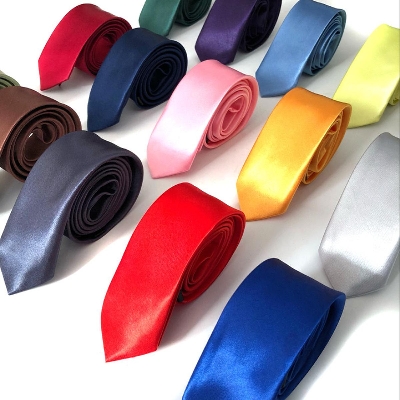 Picture of Solid color Slim tie 5cm men's casual Korean version narrow polyester silk tie