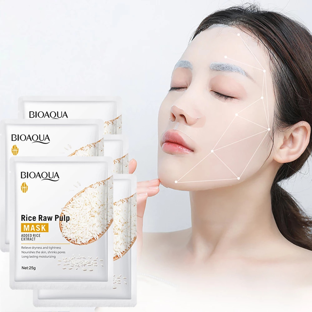 Picture of BIOAQUA Rice Seed Pilp Hydrating & Moisturizing FacialSheet Mask- 25g