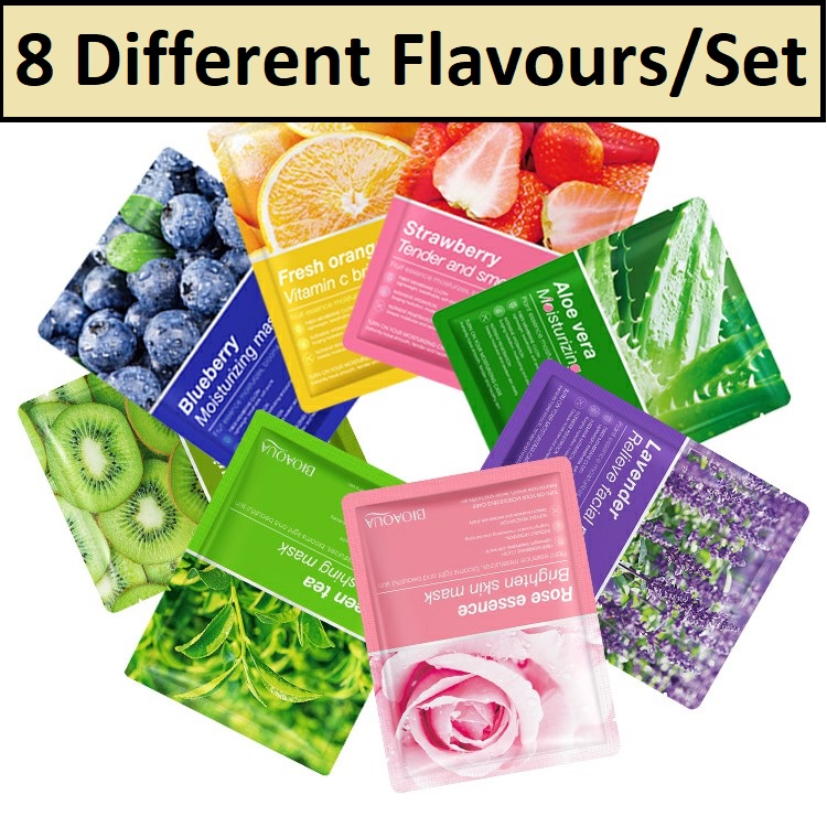 Picture of Bioaqua 8 Piece/Set Plant Fruit Mask Hydrating Moisturizing Skin Color Skin Facial -25 G/Each