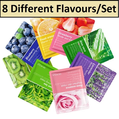 Picture of Bioaqua 8 Piece/Set Plant Fruit Mask Hydrating Moisturizing Skin Color Skin Facial -25 G/Each