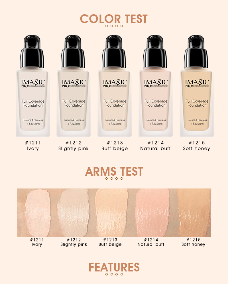 Picture of IMAGIC full coverage foundation spot removing liquid foundation matte waterproof foundation makeup- 30ml