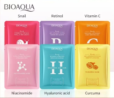 Picture of BIOAQUA Retinol Hyaluronic & Vitamin C Skin Smooth Moisturizing Face Sheet Mask- 25g/Each