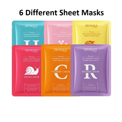 Picture of BIOAQUA Anti-Aging, Moisturizing Smooth Skin Skin Care Face Sheet Masks- 6 Pcs Combo