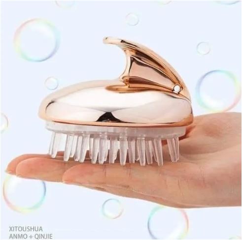 Picture of Soft plastic handle silicone head hair scalp massager cleaning hair brush