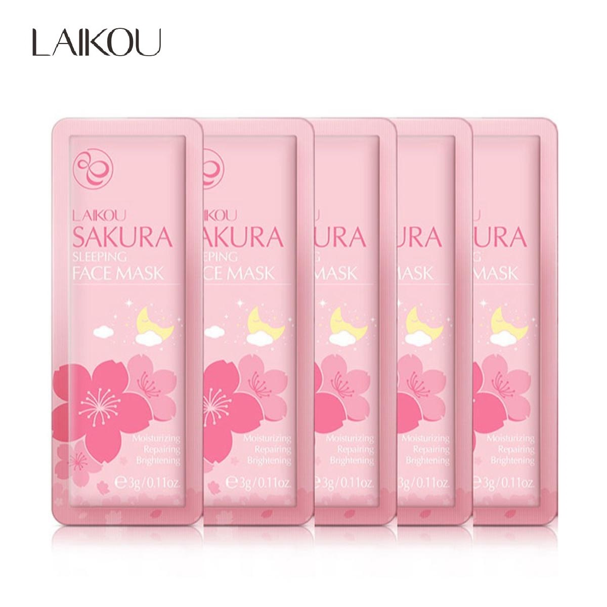 Picture of LAIKOU 5 Pcs/Set Sakura Moisturizing & Repairing Face Sleeping Mask- 3g/Each