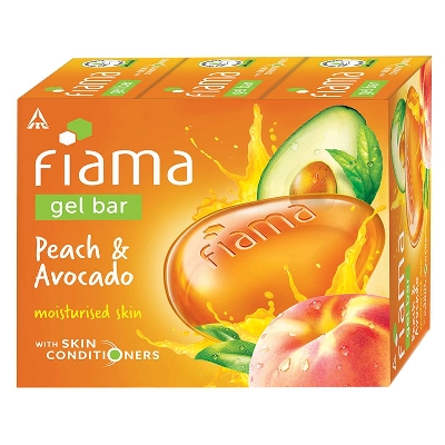 Picture of International Indian product Fiama gel bar Peach and Avocado Soap used for male/ female - 125 gm