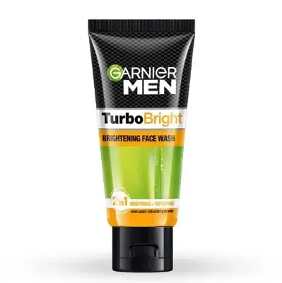 Picture of Garnier Men Turbo Bright Brightening Lemon Extract + Anti-Oxidant Grape Water Face Wash 50gm