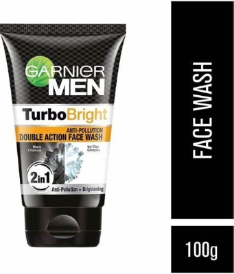 Picture of Garnier Men Turbo Bright Brightening Lemon Extract + Anti-Oxidant Grape Water Face Wash 100gm