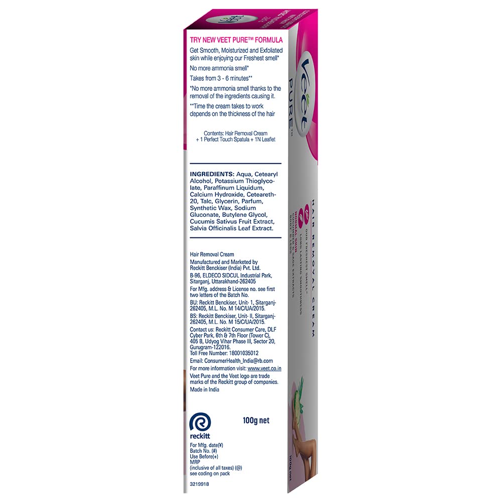 Picture of Veet Pure Hair Removal Cream for Women With No Ammonia Smell, Normal Skin - 100g