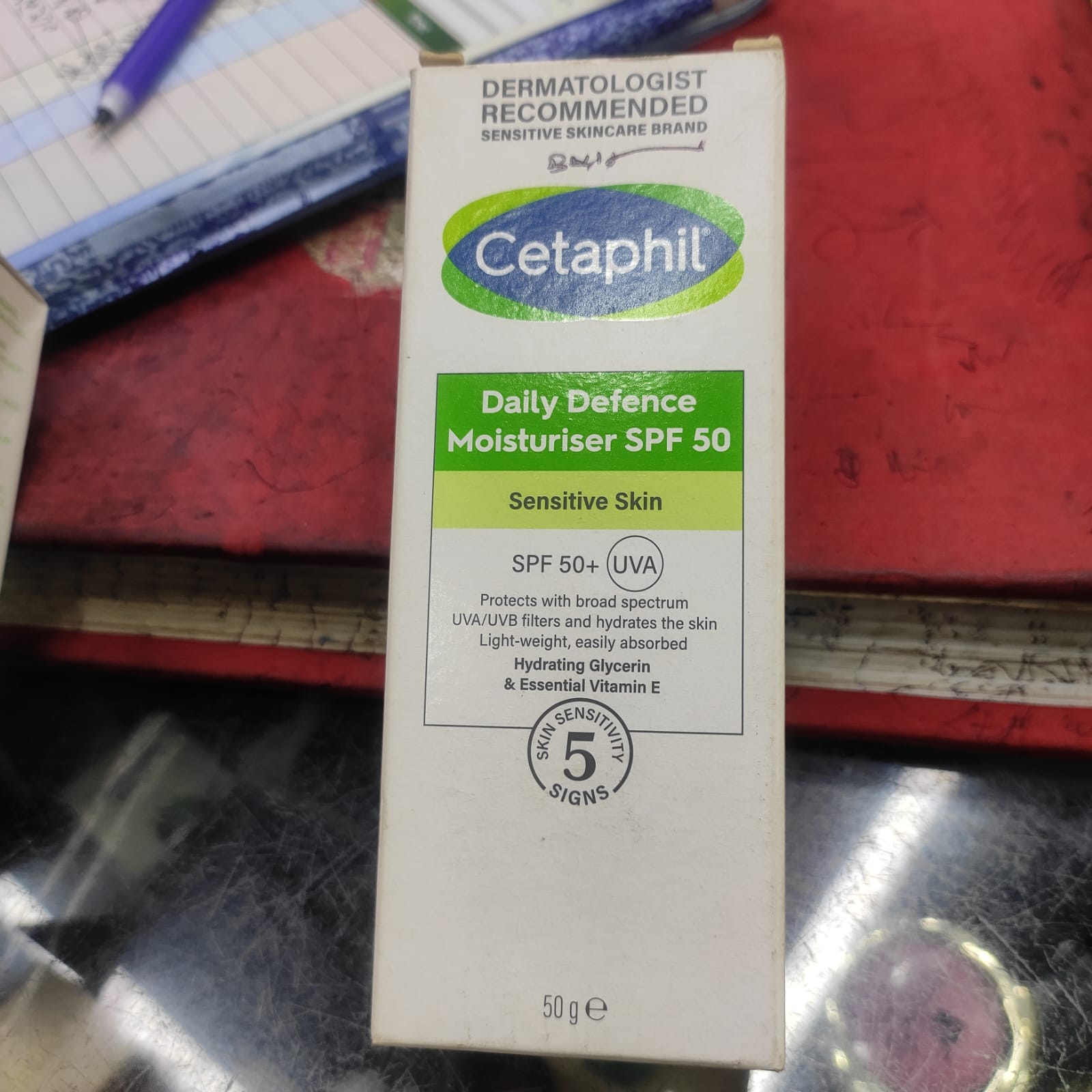 Picture of Cetaphil Daily Defence Face Moisturiser with SPF50Plus for Sensitive Skin - 50 gm