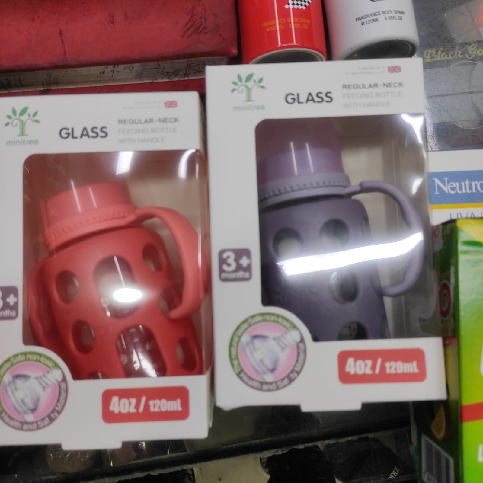 Picture of Baby Feeder Bottle Minitree Regular Neck Baby Feeding Glass Bottle 3m+ 120ml Bottle Multicolor Available