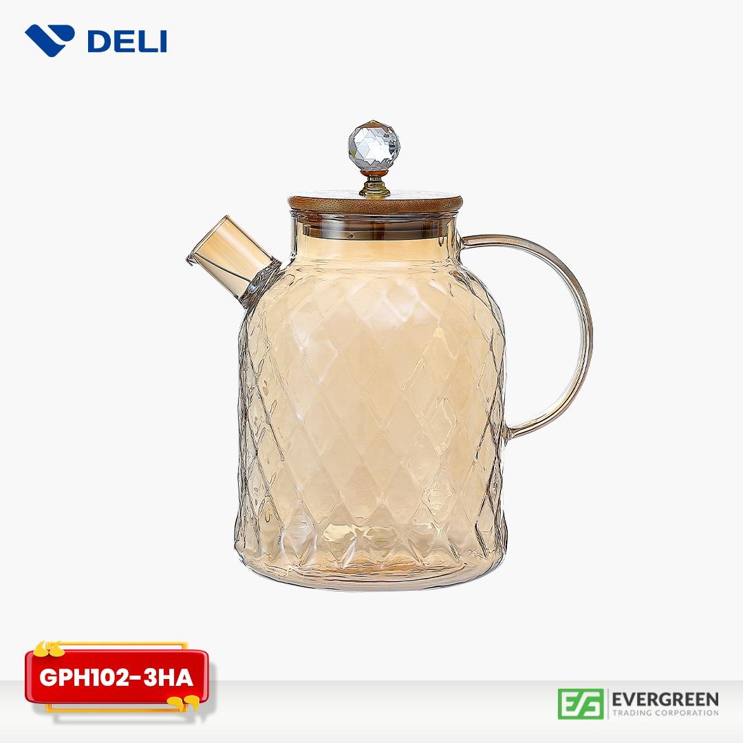 Picture of 1800 ml Glass Water Pitcher with Lid, Glass Water Kettle, Stovetop & Microwave Safe Glass Borosilicate Teapot, Glass Teapot, for Tea Coffee.