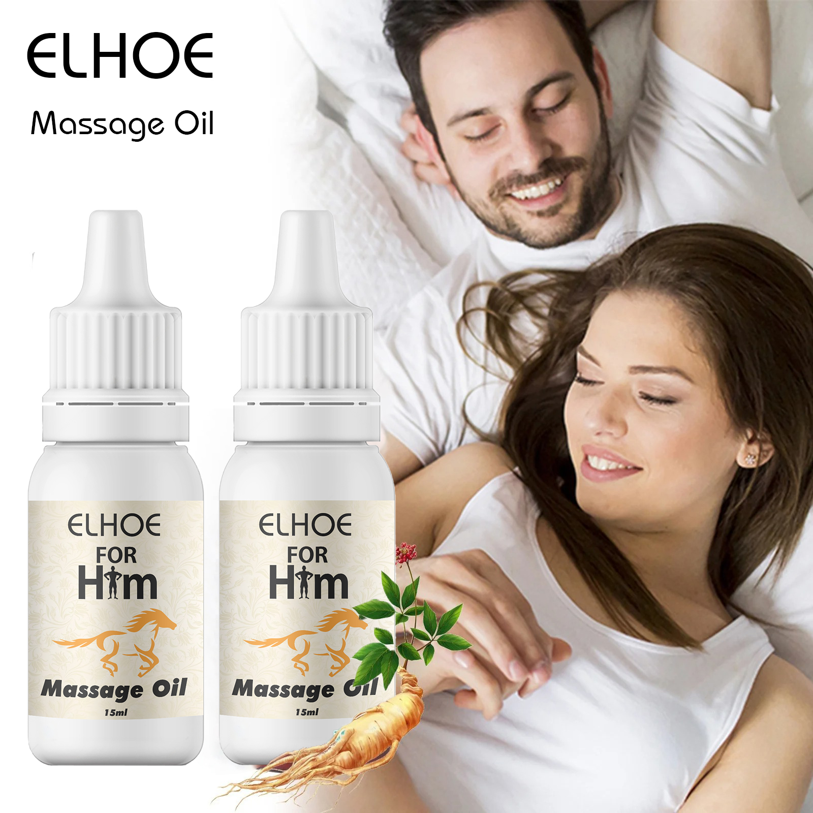 Picture of ELHOE Men's Muscle Relief Massage Oil - 15ml Aromatherapy Relaxation for Stress & Tension, Multi-Purpose Bath & Massage Oil with Soothing Scent ELHOE Massage Oil For Men Performance Oil For Men