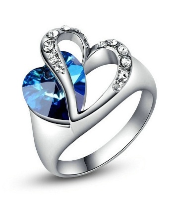 Blue Heart Finger Ring- Silver and Blue ZangSportsonline shop bangladeshothoba.com