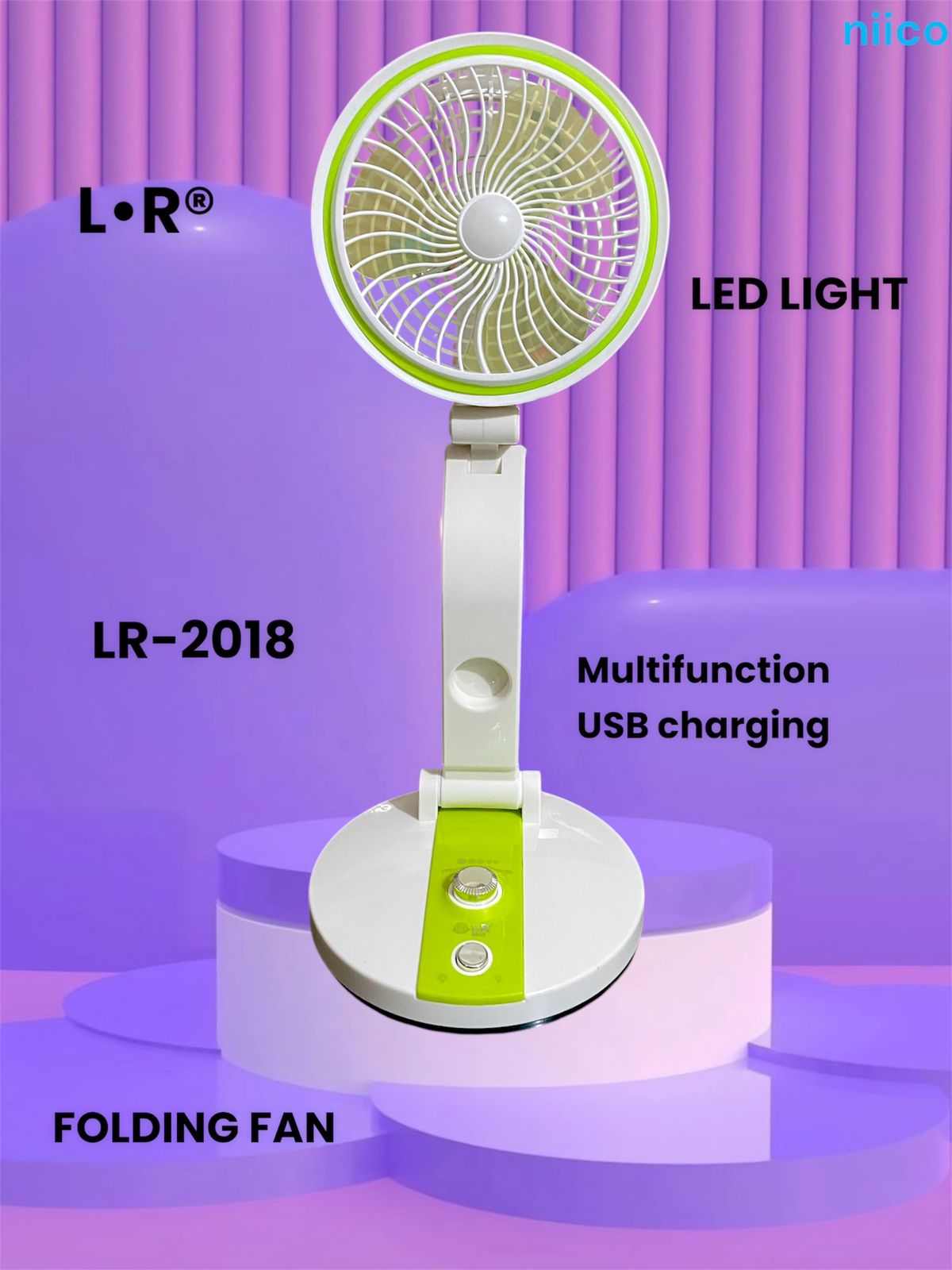 Picture of Rechargeable Air Circulation Durable Folding Fan Model: DEFENDER REP=02 -3000 Ampere Battery (10 Year Life Time)