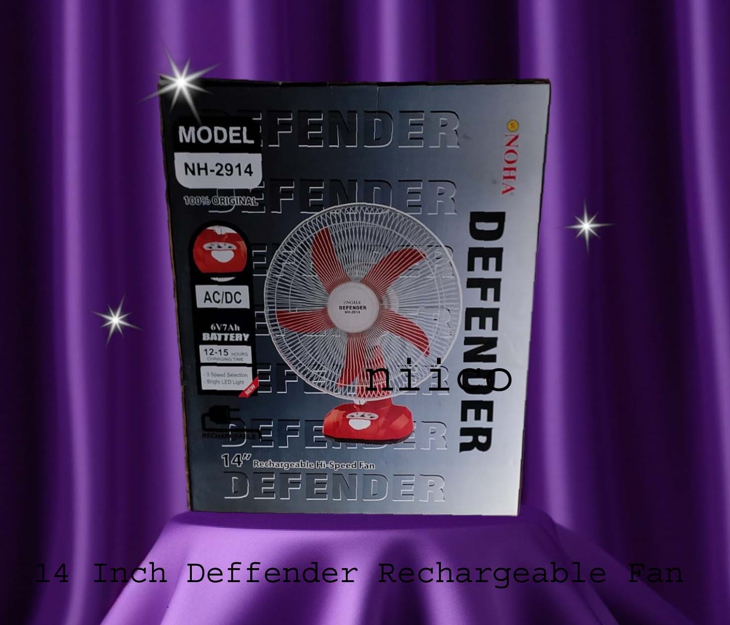 Picture of Ultimate Rechargeable Fan Defender Multi-Function 14" Fan Model NOHA-2914-(20 Year Life time)
