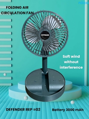 Picture of Rechargeable Air Circulation Durable Folding Fan Model: DEFENDER REP=02 -3000 Ampere Battery (5 Year Life Time)