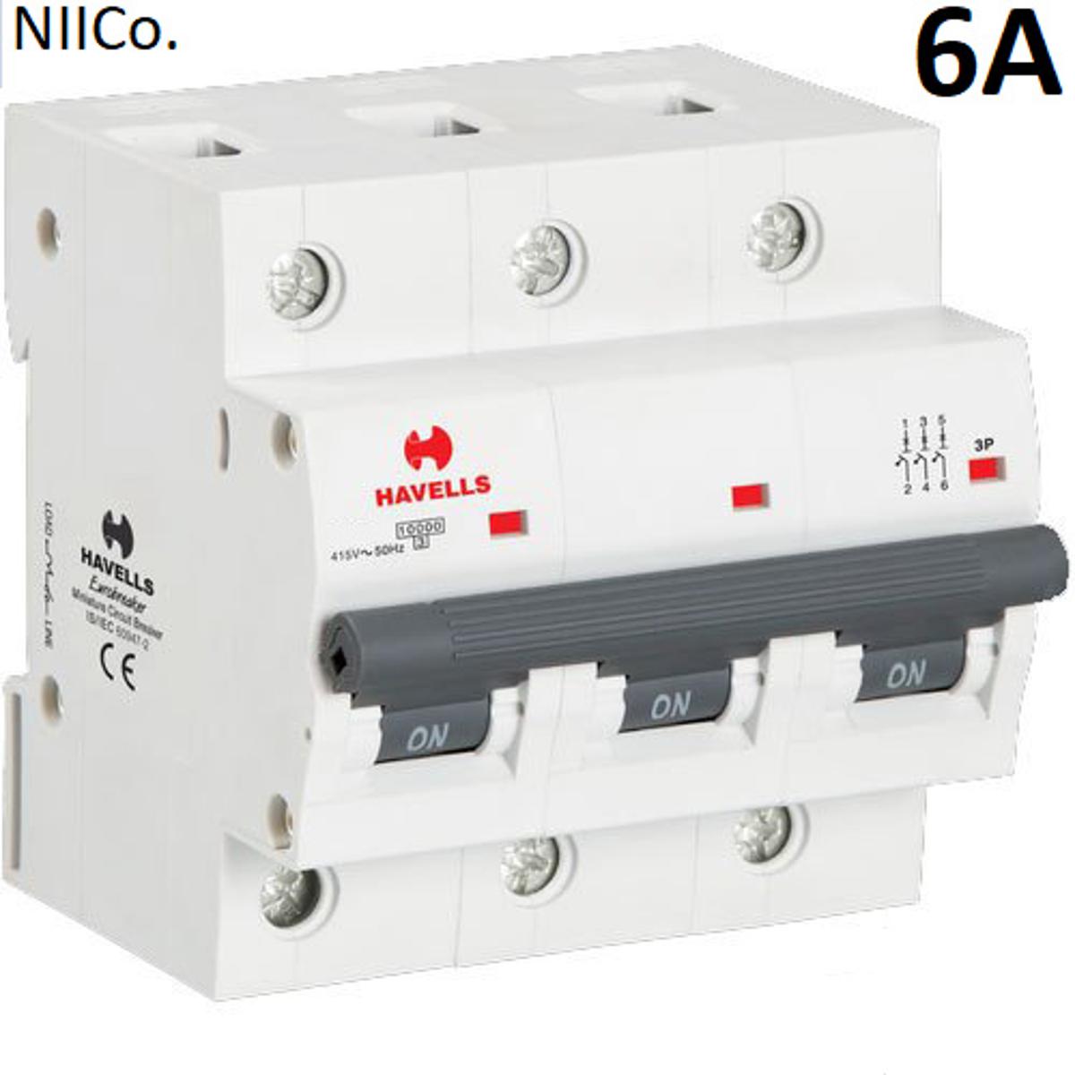 Picture of Circuit Breaker Havells MCB-Triple Pole 06A 10KA