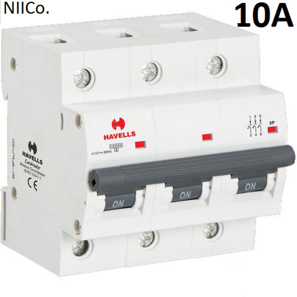Picture of Circuit Breaker Havells MCB-Triple Pole 10A 10KA