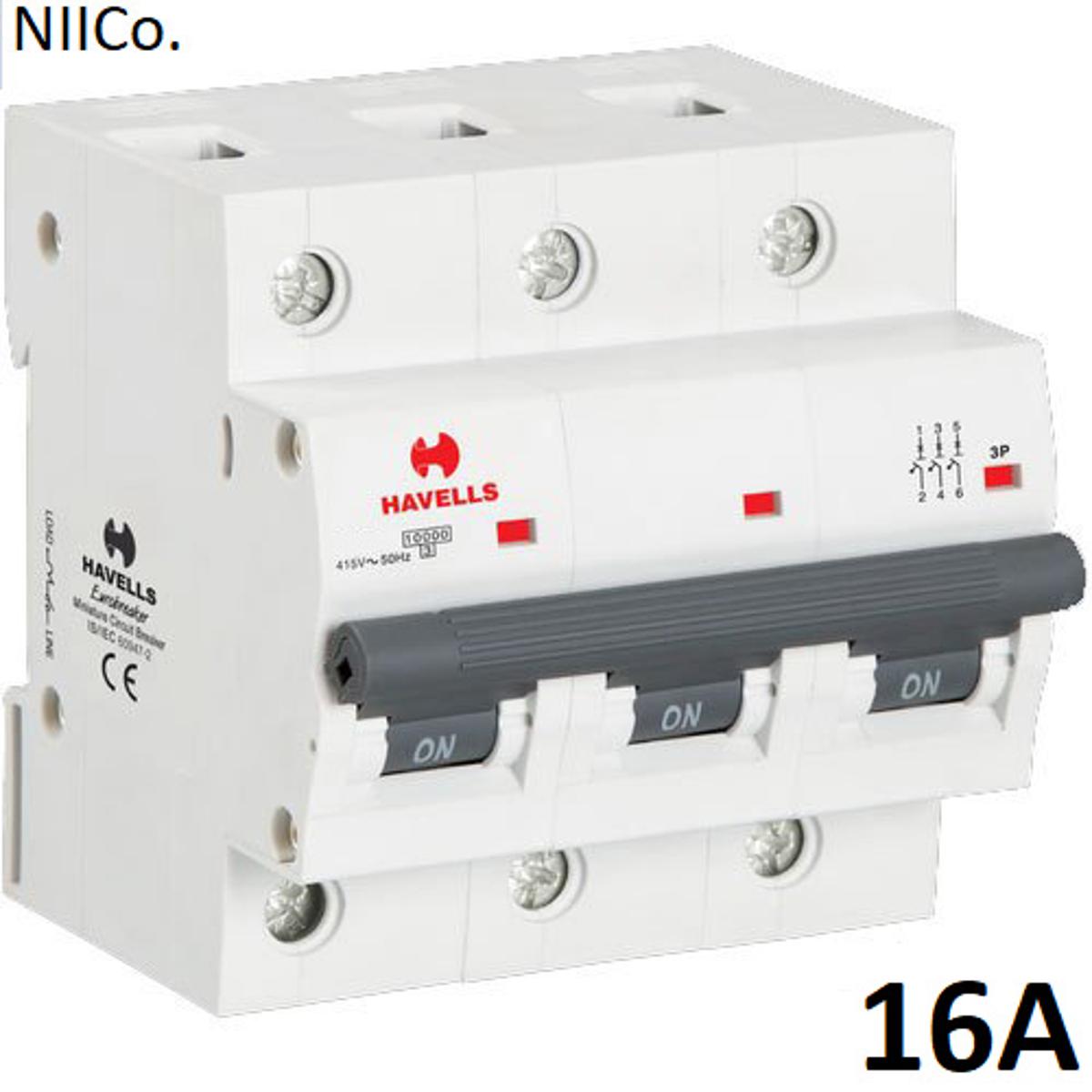 Picture of Circuit Breaker Havells MCB Triple Pole 16A 10KA