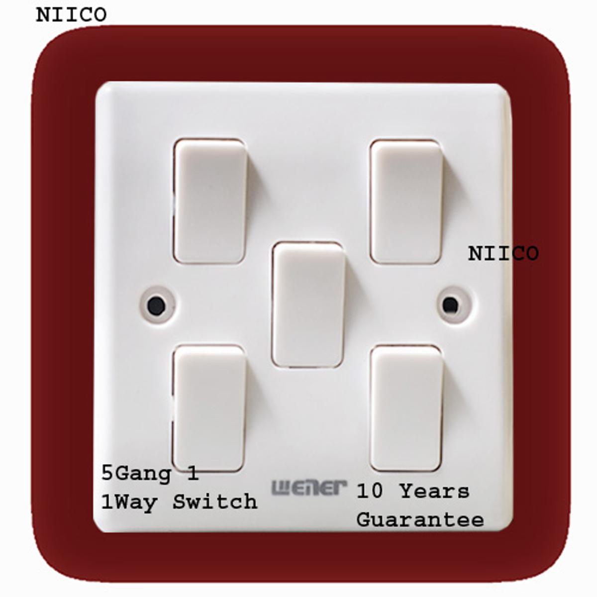 Picture of Winer Switch 5Gang 1Way Switch-10 Years Warranty