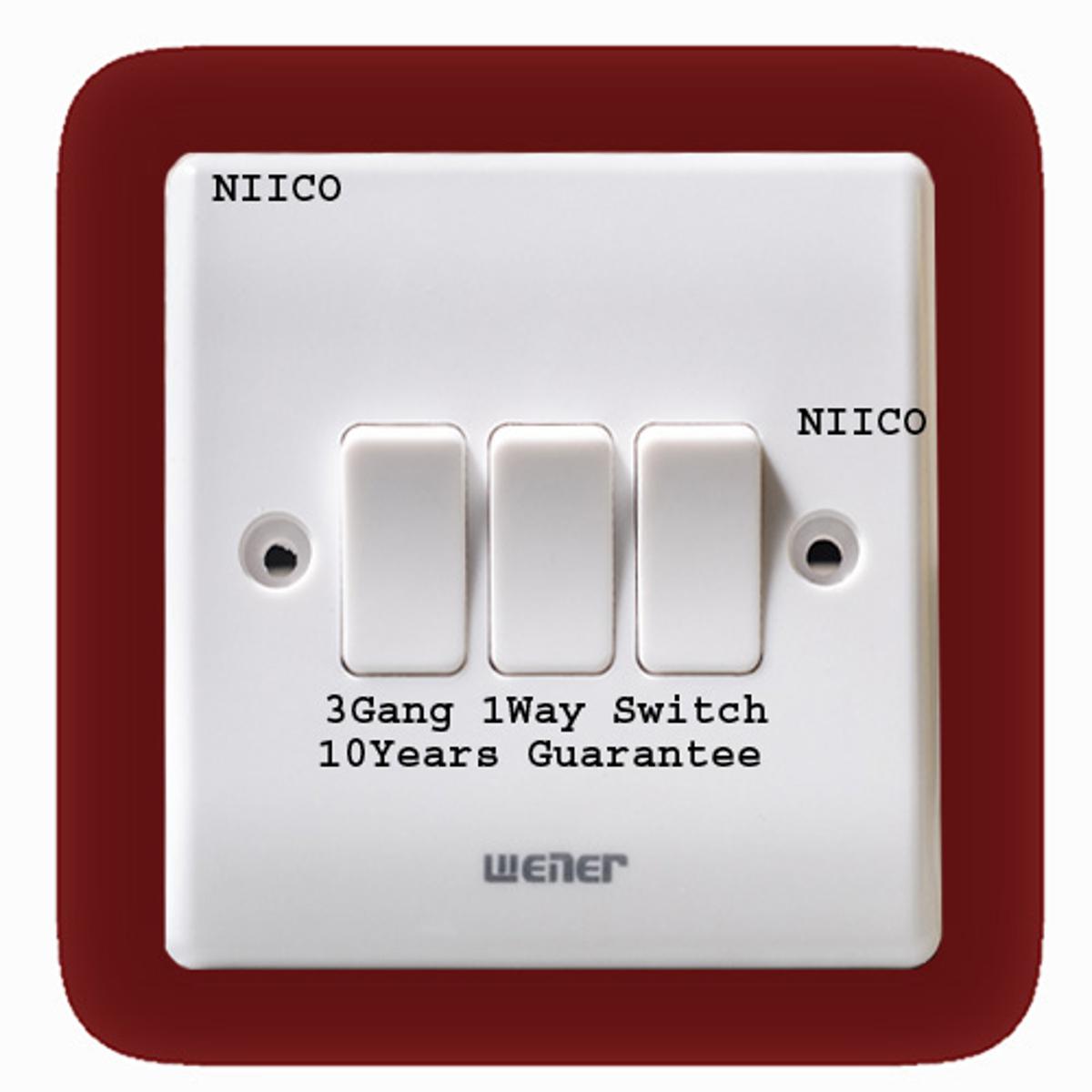Picture of Wener Switch 3Gang 1Way Switch-10 Years Warranty