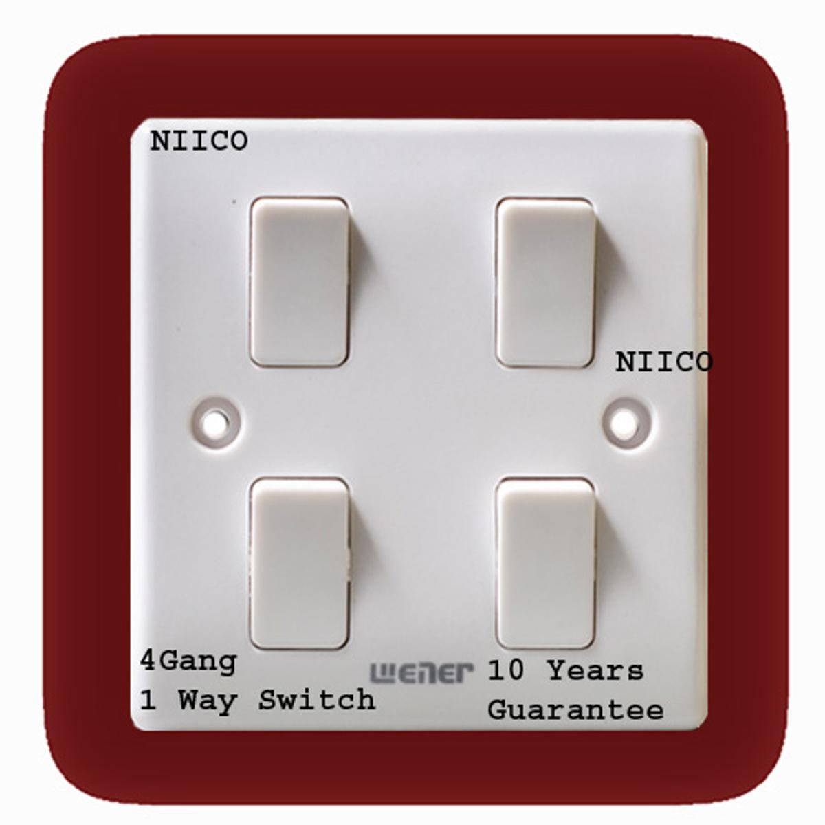 Picture of Winer Switch 4 Gang 1Way Switch-10 Years Warranty